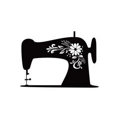 sewing machine silhouette design. tailor equipment sign and symbol.