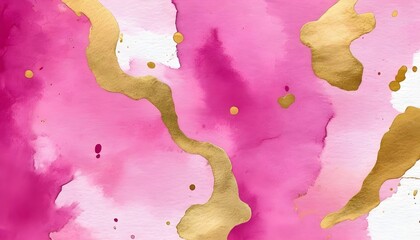 Magenta and gold Watercolor background