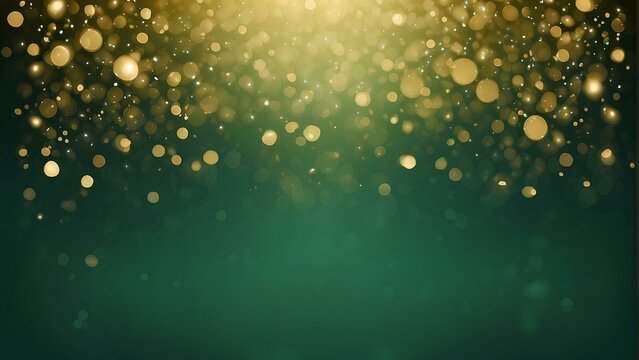 Mesmerizing Green Bokeh Background image: Abstract Blur of Celestial Lights golden particals