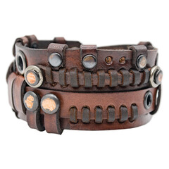 Steampunk leather bracelet. Wrist bracelet with mechanisms, rings, gears and other vintage...