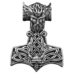 Silver jewelry. Pendant on the neck. Amulet. Occult symbolism. Paganism of the Vikings. Symbol of...