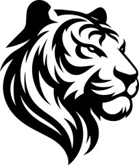 Silhouette Tiger head vector 