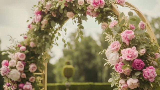 Wedding decoration with peonies, floral decor and event celebration, peony flowers and wedding ceremony in the garden, English country style