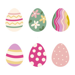 Easter eggs spring color collection in flat style.