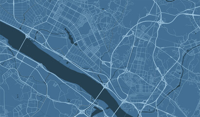 Blue Goyang map, city in South Korea. Streetmap municipal area. - obrazy, fototapety, plakaty
