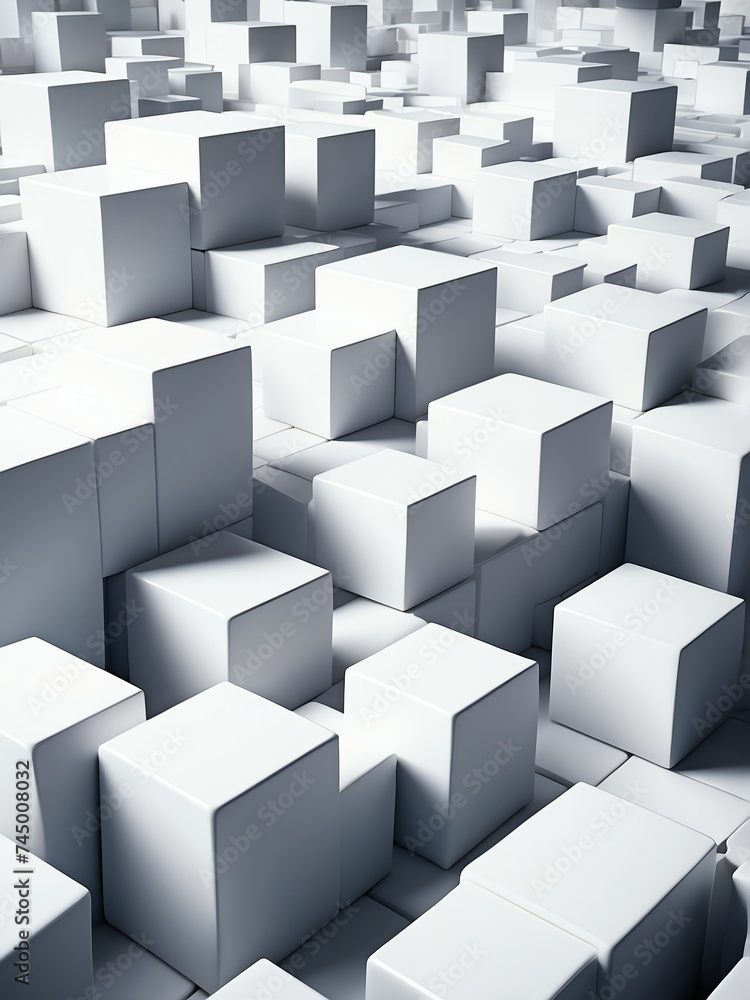 Aufkleber abstract composition of white d cubes from generative ai