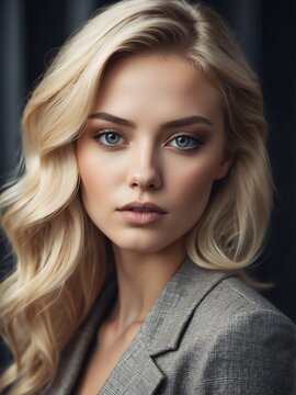 Portrait of a beautiful attractive elegant young blonde woman for fashion ad concept from Generative AI