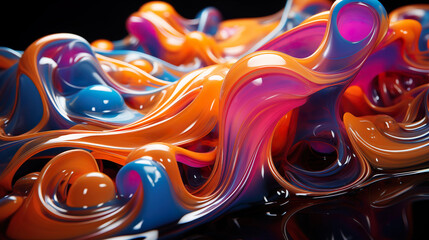 Bright morphological background made of liquid glass with paint. Generated AI