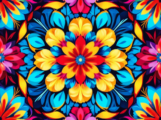Fototapeta na wymiar Colorful Abstract Floral: Experience the beauty of blooming flowers with this vibrant floral pattern. 