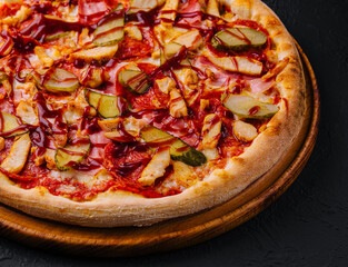 Turkish kebab pizza close up