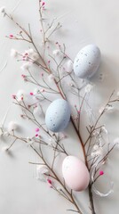 A bunch of eggs sitting on top of a branch