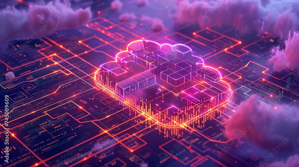 Poster chart the future of digital transformation with cloud migration at its core, fueled by technological