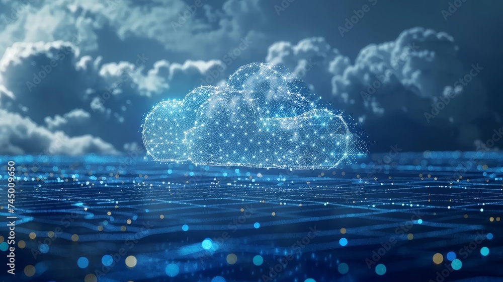 Poster discover how cloud computing transforms cybersecurity, employing cutting-edge technology to defend a