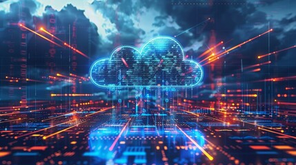Fototapeta premium Cloud Computing as the backbone of Remote Work and Collaboration, enabling seamless digital transitions