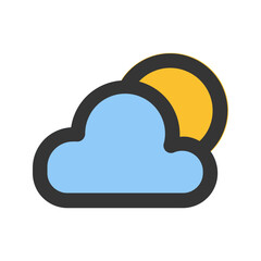 cloudy night line color icon