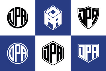 DPA initial letter geometric shape icon logo design vector. monogram, letter mark, circle, polygon, shield, symbol, emblem, elegant, abstract, wordmark, sign, art, typography, icon, geometric, shape