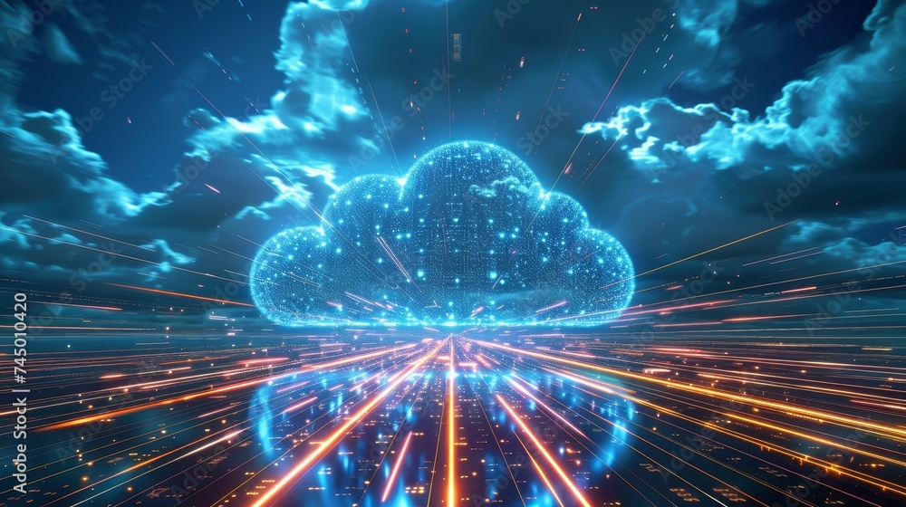 Aufkleber envision a connected world through cloud computing, where technology and cloud services merge to dri