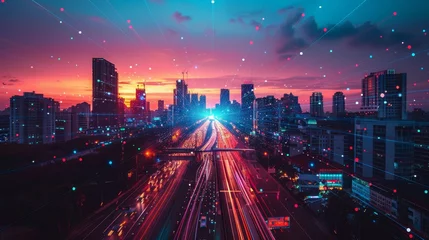 Foto op Canvas Envision a smart city powered by cloud computing, where AI and machine learning optimize everything from traffic to energy use © MAY