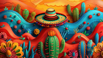 Cinco de Mayo Celebration illustration, generative ai