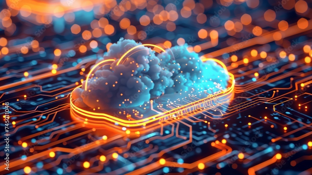 Poster explore the fusion of technology and innovation in hybrid cloud computing, where flexibility meets e