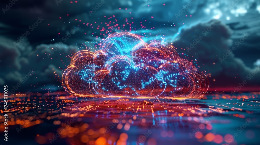 Poster explore the fusion of technology and innovation in hybrid cloud computing, where flexibility meets e