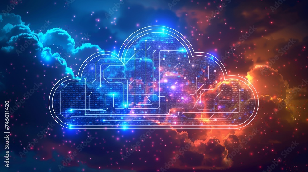 Poster imagine a future where cloud computing powers every aspect of technology and innovation, enabling se