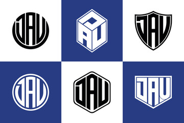 DAU initial letter geometric shape icon logo design vector. monogram, letter mark, circle, polygon, shield, symbol, emblem, elegant, abstract, wordmark, sign, art, typography, icon, geometric, shape - obrazy, fototapety, plakaty