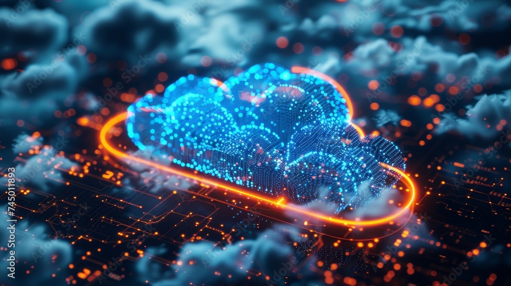 Poster journey into the heart of cloud computing, where cybersecurity measures are seamlessly integrated wi