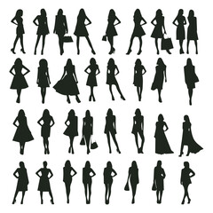 group of different type silhouettes women