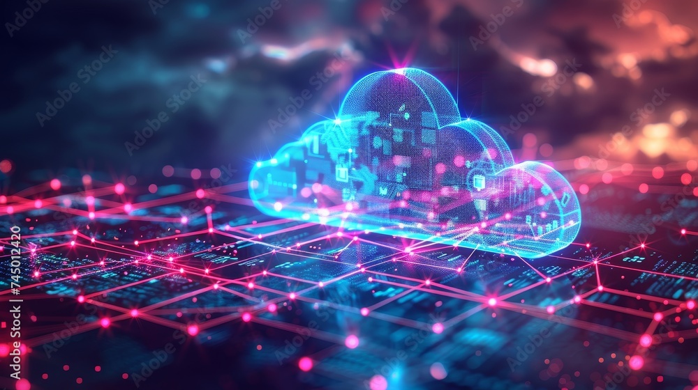 Poster unveil the future of technology with cloud computing at the heart of big data analytics and innovati