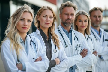Fototapeta premium Group of Doctors, Ages 25 to 45, Posed for Portrait