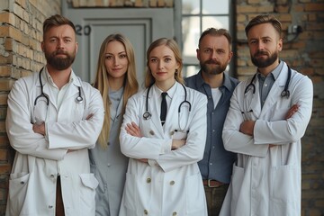 Group of Doctors, Ages 25 to 45, Posed for Portrait