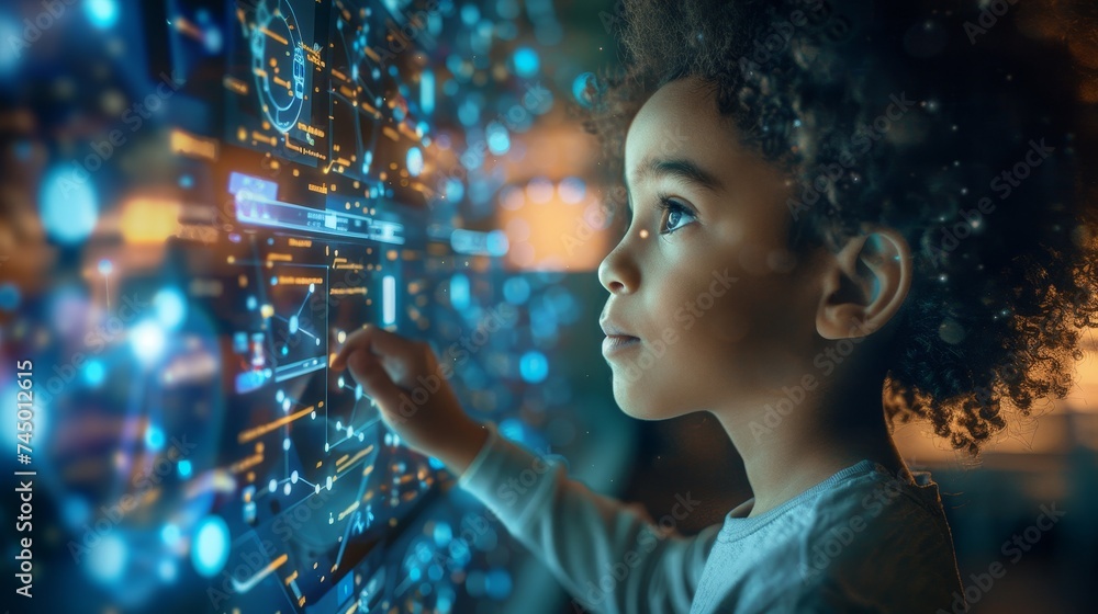 Poster visualize a connected world where iot and cloud computing enhance education, enabling interactive le