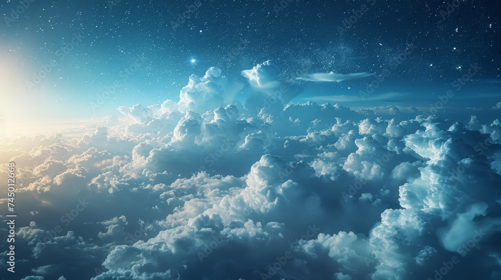 Poster visualize a hybrid cloud ecosystem, seamlessly integrating private and public clouds for unparallele