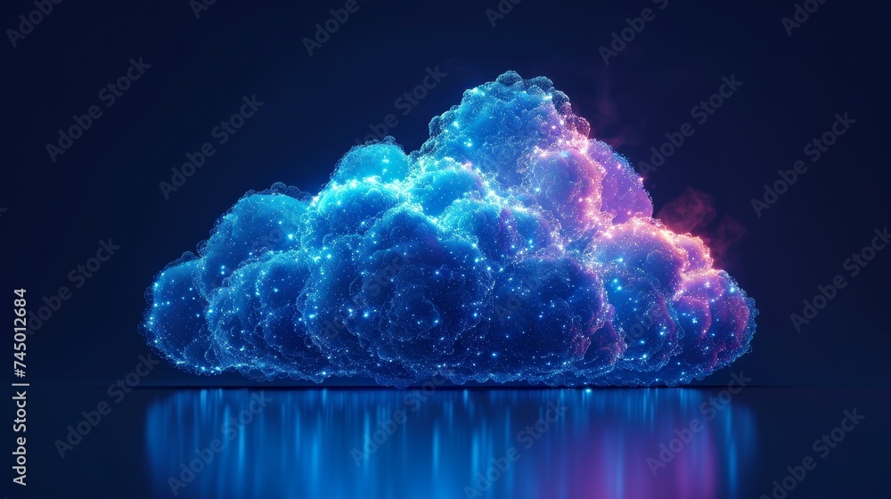Poster visualize a hybrid cloud ecosystem, seamlessly integrating private and public clouds for unparallele