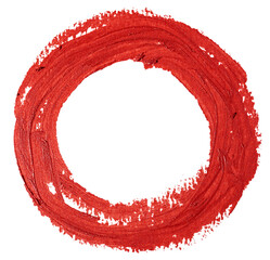lipstick smear in a circle shape, graphic element isolated on a transparent background