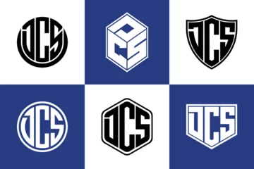 Fotobehang DCS initial letter geometric shape icon logo design vector. monogram, letter mark, circle, polygon, shield, symbol, emblem, elegant, abstract, wordmark, sign, art, typography, icon, geometric, shape © Gakiya