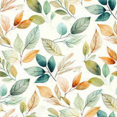 Beautiful seamless pattern featuring intricate leaf motifs in a stunning watercolor style, perfect for backgrounds and textiles.
