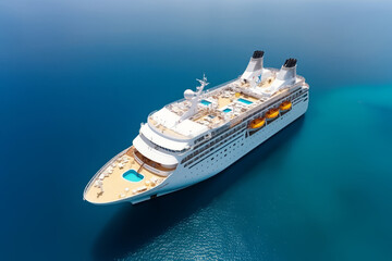 Aerial view of the cruise ship with swimming pool - 745015699