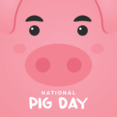 National Pig Day. Wajah babi. Cards, banners, posters, social media and more.