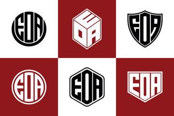 EOA initial letter geometric shape icon logo design vector. monogram, letter mark, circle, polygon, shield, symbol, emblem, elegant, abstract, wordmark, sign, art, typography, icon, geometric, shape