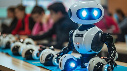 Design a robotics workshop for beginners focusing on creating simple AI powered robots - obrazy, fototapety, plakaty