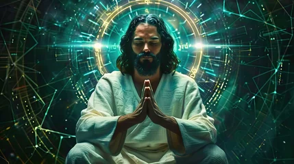 Foto op Canvas technology digital Lord Jesus Christs teachings enhance cybersecurity meditating on divine protection in digital realms © BOMB8