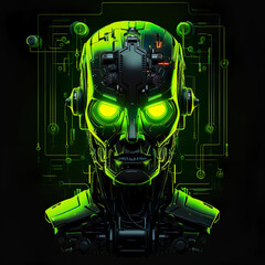 a robot with a friendly face in center of a frame.