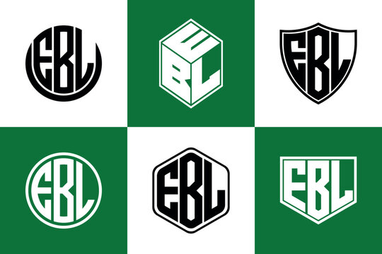 EBL initial letter geometric shape icon logo design vector. monogram, letter mark, circle, polygon, shield, symbol, emblem, elegant, abstract, wordmark, sign, art, typography, icon, geometric, shape