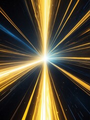 A background of light speed, hyperspace, and space warp, with vibrant streaks of yellow light converging from Generative AI