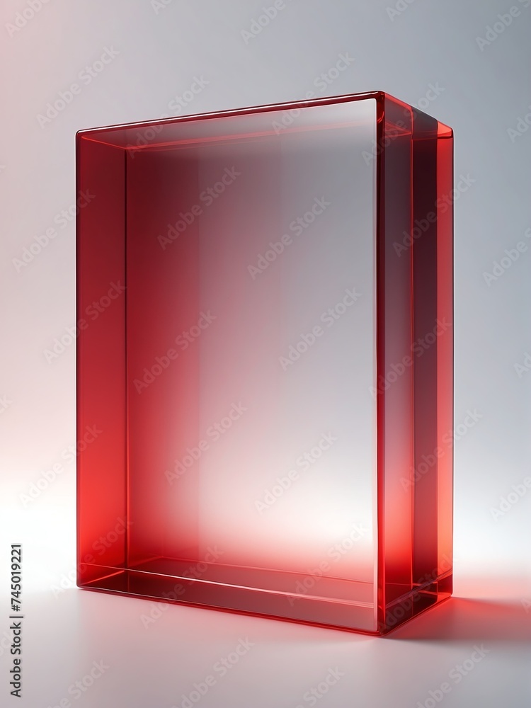 Poster abstract translucent squared glass with red gradient from generative ai