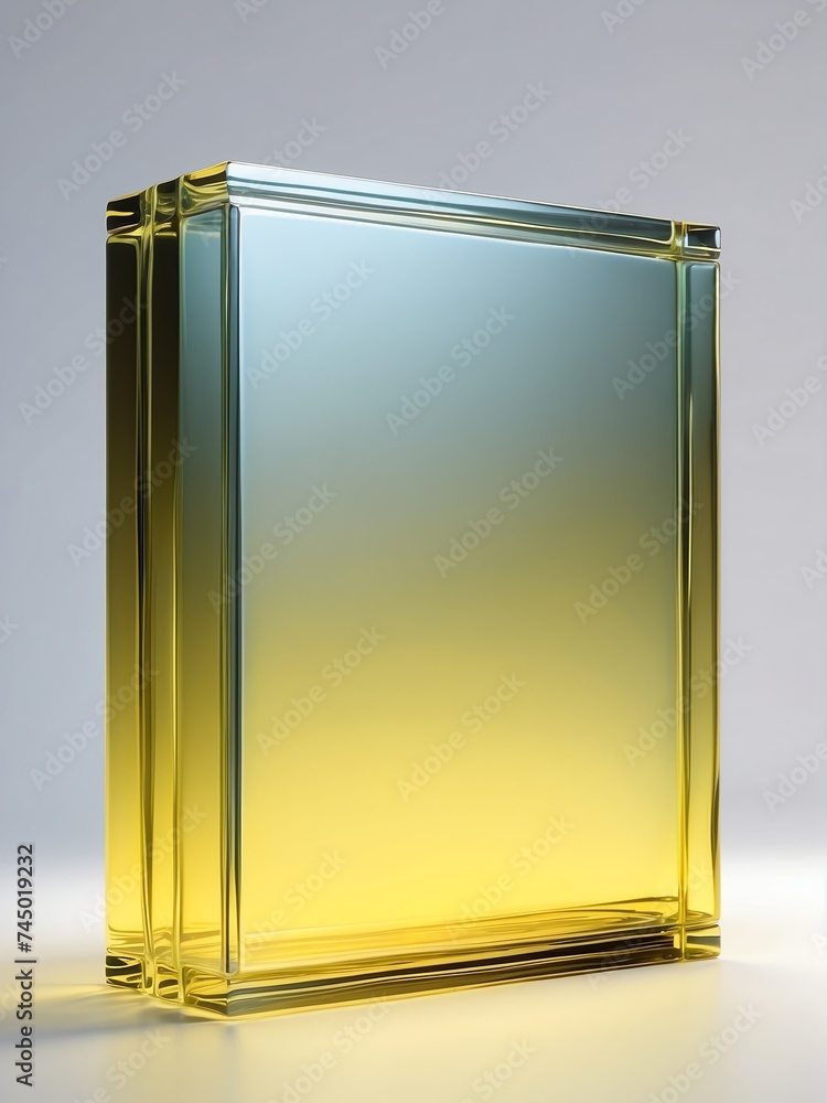 Poster abstract translucent squared glass with yellow gradient from generative ai