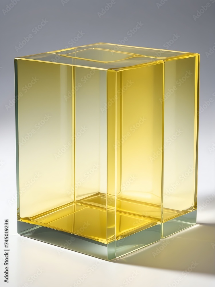 Poster abstract translucent squared glass with yellow gradient from generative ai