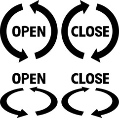 OPEN、CLOSEの文字と循環する矢印 © logistock